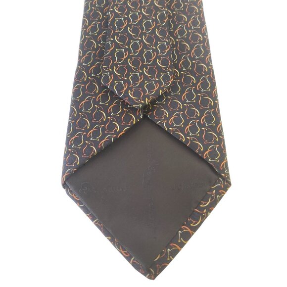 Salvatore Ferragamo Penguin Print Black Multicolor Silk Tie - Picture 9 of 9